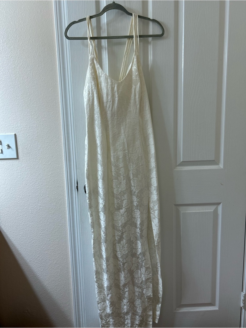 Elegant Ivory Lace Slip Dress with Double Straps